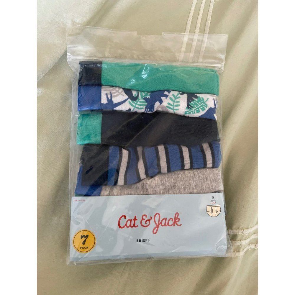 Cat & Jack Boys Multi-Color Dinosaur Print / Stripe / Solid Briefs 7-Pack